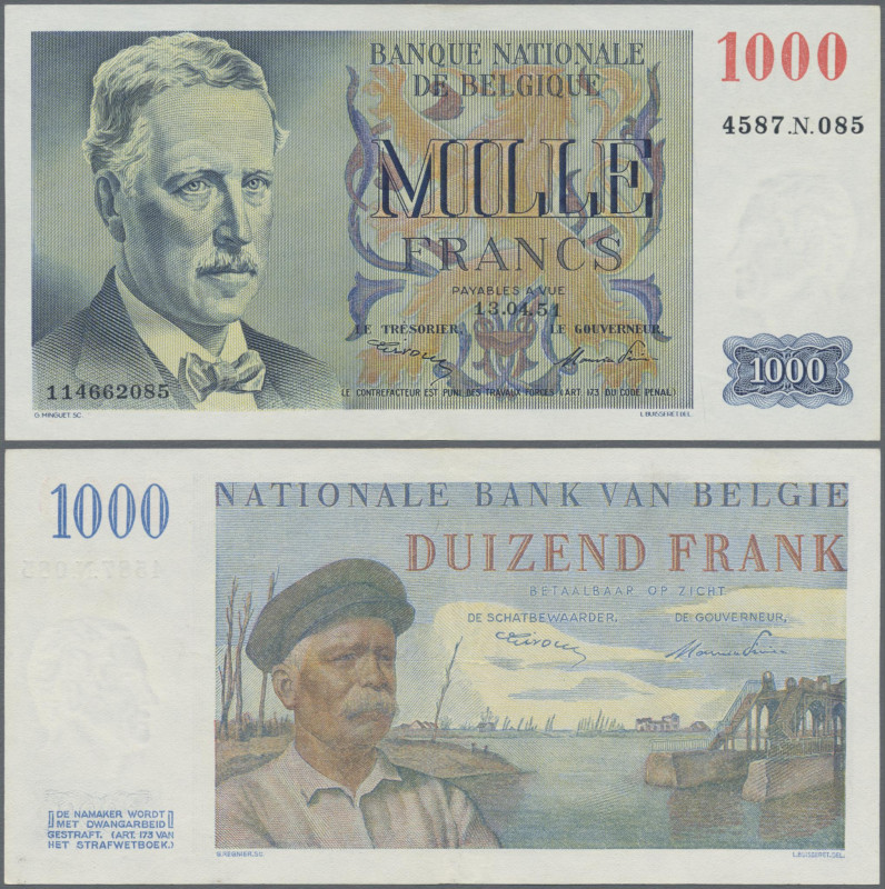 Belgium: Banque Nationale de Belgique, 1.000 Francs 13.04.1951 with signatures: ...