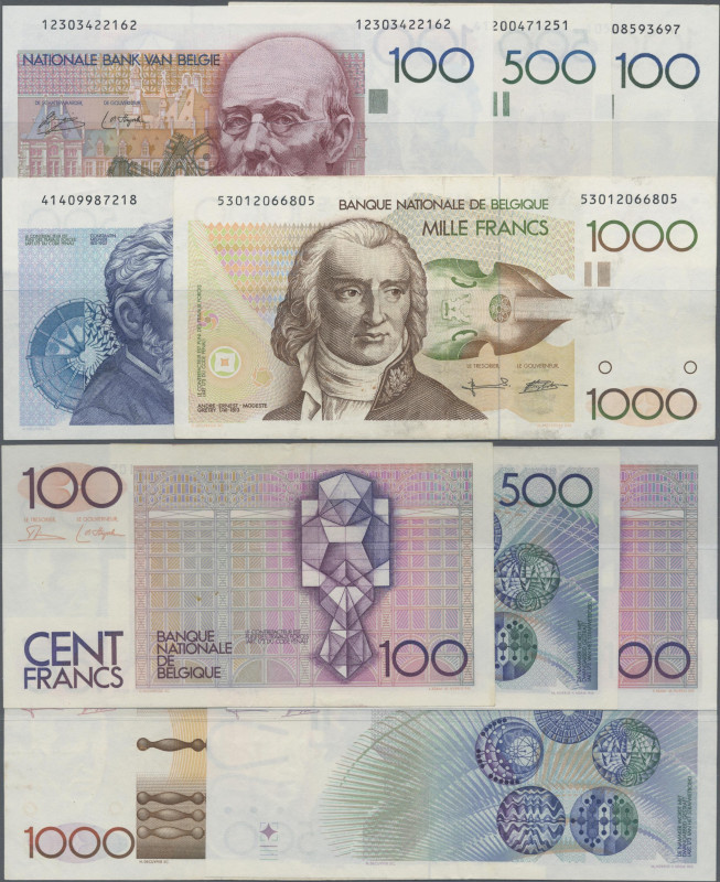 Belgium: Banque Nationale de Belgique, lot with 5 banknotes, 1978-1985 series, i...