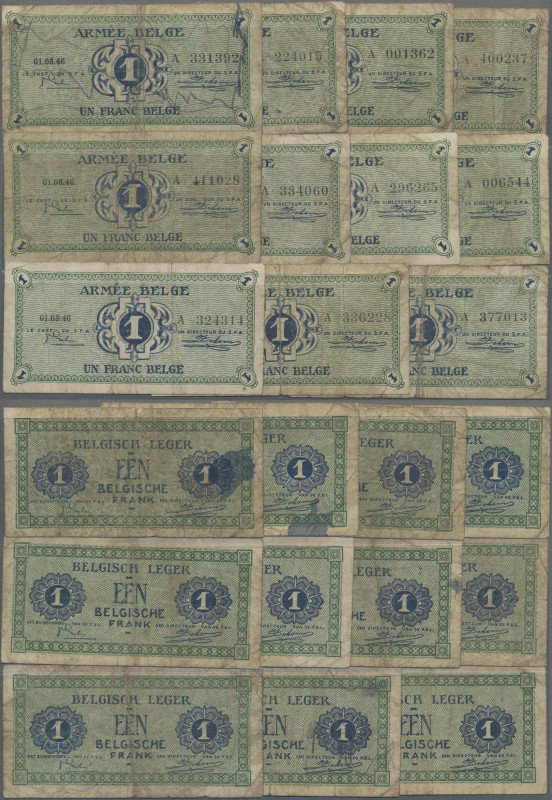 Belgium: Armée Belge / Belgisch Leger, lot with 11 banknotes 1 Franc Belge / Bel...