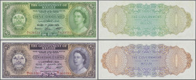 Belize: The Government of Belize, pair with 1 Dollar 1st June 1975 (P.33b, UNC) and 2 Dollars 1st January 1976 (P.34c, UNC). Great lot in perfect cond...