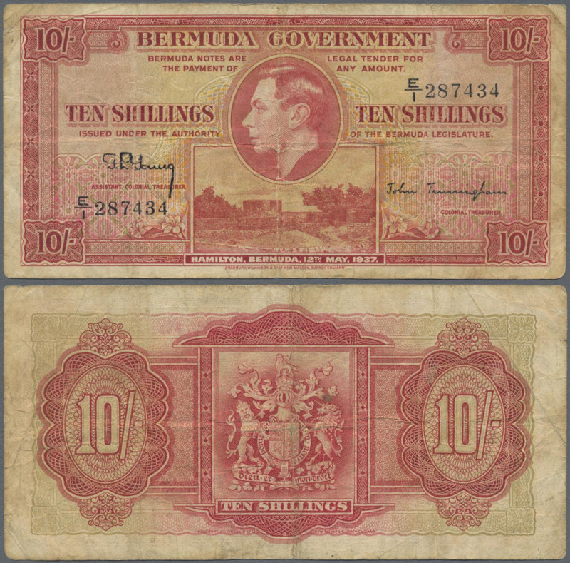 Bermuda: Bermuda Government 10 Shillings 12th May 1937 with fractional serial nu...
