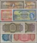 Bermuda: Bermuda Government, very nice lot with 4 banknotes, 1952-1966 series, comprising 2x 5 Shillings 1952/57 (P.18a,b, F/F+, VF), 10 Shillings 195...