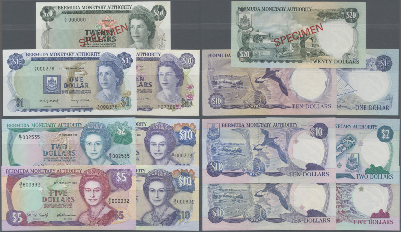 Bermuda: Bermuda Monetary Authority, lot with 7 banknotes, 1976-1999 series, wit...