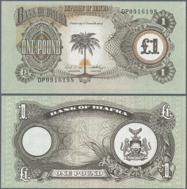 Biafra: One Pound der Bank of Biafra ca. 1968 mit vs. Abbildung einer Palme und ...