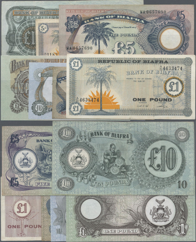 Biafra: Republic of Biafra, lot with 7 banknotes, ND(1968-1969) series, with 5 S...