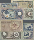 Biafra: Bank of Biafra set with 4 banknotes including 1 Pound ND(1967) (P.2, F- with margin split), 5 Shillings ND(1968-69) (P.3a, F+), 1 Pound ND(196...