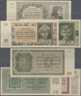 Bohemia & Moravia: Protektorat Böhmen und Mähren, set with 3 banknotes, series 1942-44, with 10 Kronen, series S.27Nb (P.8, aUNC), 20 Kronen, series S...
