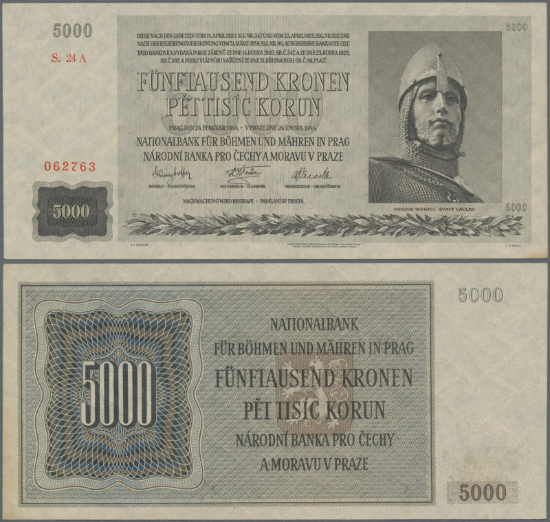 Bohemia & Moravia: ”Nationalbank für Böhmen und Mähren in Prag”, 5.000 Korun 194...