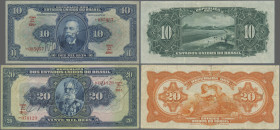 Brazil: República dos Estados Unidos do Brasil, pair with 10 and 20 Mil Reis ND(1925, 1931) (P.39d, 48c), both in a nice VF/VF+ condition. (2 pcs.)
 ...