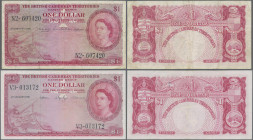 British Caribbean Territories: Currency Board of the British Caribbean Territories, pair with 1 Dollar 3rd January 1956 (P.7b, VF) and 1 Dollar 2nd Ja...
