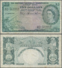 British Caribbean Territories: Currency Board of the British Caribbean Territories, 5 Dollars 5th January 1953, P.9a, still nice condition and strong ...