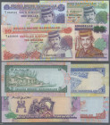Brunei: Negara Brunei Darussalam, set with 4 banknotes, including 1 Ringgit 1989 (P.13a, UNC), 5 Ringgit 1993 (P.14, UNC), 10 Ringgit 1989 (P.15, UNC)...
