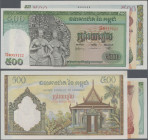 Cambodia: Banque Nationale du Cambodge, huge lot with 21 banknotes, series ND(1955-1973), comprising 1, 20, 50, 100 and 500 Riels ND(1955-56) issue (P...