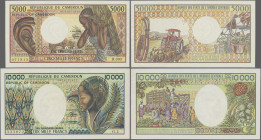 Cameroon: Banque des États de l'Afrique Centrale - République du Cameroun, pair with 5.000 Francs ND(1984-92), Block # B.003, P.22a.1 and 10.000 Franc...