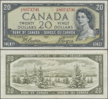 Canada: Bank of Canada, set with 7 banknotes, series 1954-1967, comprising 1 Dollar 1954 printed by the Canadian Bank Note Company (P.74a, UNC), 1 Dol...