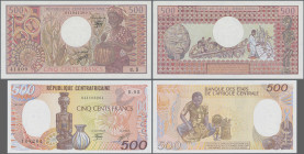 Central African Republic: Banque des États de l'Afrique Centrale - République Centrafricaine, pair with 500 Francs 01.07.1980 (P.9, UNC) and 500 Franc...