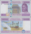 Central African Republic: Banque des États de l'Afrique Centrale, lot with 8 banknotes, consisting for code letter A – GABON 5.000 Francs (P.409Aa, XF...