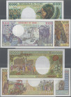 Chad: Banque des États de l'Afrique Centrale - République du Tchad, lot with 3 banknotes 1.000 Francs 1980 (P.7, UNC), 5.000 Francs ND(1984-91) (P.11,...