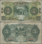 China: Bank of China, 5 Yuan 1934, place of issue TSINGTAU / SHANTUNG, P.72b, toned paper with a few stains, some folds and minor margin split, Condit...