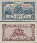 China: Bank of Communications, 10 Cents 1927, place of issue – TSINGTAU, P.141b, great embossing and original shape, Condition: XF. Rare!
 [differenz...