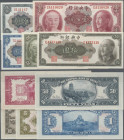 China: The Central Bank of China, lot with 5 banknotes, series 1945, with 1, 5, 10, 50 and 100 Yuan, P.387, 388, 390, 393, 394 in UNC condition. (5 pc...