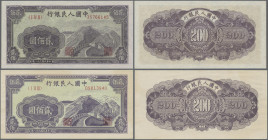China: Peoples Bank of China, first series Renminbi 1949, pair with 200 Yuan, serial number I IV II 35766145, P.838 (XF/XF+) and a modern reprint of t...
