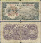China: Peoples Bank of China, first series Renminbi 1949, 1.000 Yuan, serial number III IV II 82814908, P.847, margin split with tiny missing parts, s...
