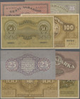 Estonia: Eesti Vabariigi and Eesti Pangatäht, lot with 4 banknotes, series 1919-1922, with 10 Marka with prefix letter ”A” (P.53b, aUNC), 25 Marka wit...