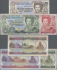 Falkland Islands: The Government of the Falkland Islands, lot with 3 banknotes, 1983-1986, with 5, 10 and 20 Pounds, P.12, 14, 15 in perfect UNC condi...