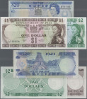 Fiji: Government of Fiji, lot with 3 banknotes, consisting 1 Dollar ND(1969) (P.59, UNC), 2 Dollars ND(1969) (P.60, XF+/aUNC) and 20 Dollars ND(1988) ...