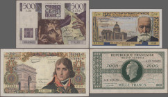 France: Huge collection with about 120 banknotes with some duplicates, series 1917-1994, comprising for example 5.000 Francs 1945 (P.103c, F, F-, repa...