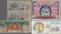 France: Lot with 15 lottery tickets 1940's till 1970's, some with stamps. (15 pcs.)
 [differenzbesteuert]
