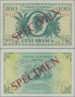 French Equatorial Africa: Caisse Centrale de la France Libre, 100 Francs 1941 SPECIMEN, P.13s, red overprint ”Specimen”, two times perforated Specimen...