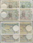French West Africa: Banque de l'Afrique Occidentale set with 4 banknotes comprising 2x 5 Francs 1936/38 P.21, 5 Francs 1942 P.25 and 5 Francs 1943 P.2...