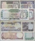 Kuwait: Central Bank of Kuwait, set with 4 banknotes, series L.1968, with ¼ Dinar (P.6a with black signature, VF), ½ Dinar (P.7b with purple signature...