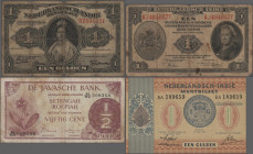Netherlands Indies: Ministry of Finance and Javasche Bank, lot with 6 banknotes, 1919-1948 series, with ½ Gulden 1948 (P.97, F/F-), 1 Gulden 1919 (P.1...