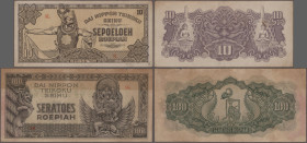 Netherlands Indies: De Japansche Regeering, lot with 8 banknotes, occupation period 1942-1944 series, with 1, 5, 10 Cents ND(1942) (P.119b-UNC, P.120b...