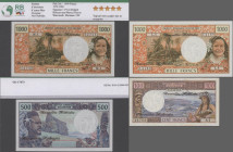 New Hebrides: Institut d'Émission d'Outre-Mer – Nouvelles-Hébrides, very nice lot with 5 banknotes ND(1970-80) series, including 100 Francs (P.18d, F+...