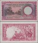 Nigeria: Central Bank of Nigeria, 1 Pound 1958, P.4, excellent condition and crisp paper, very soft vertical fold and small diagonal bend upper right,...