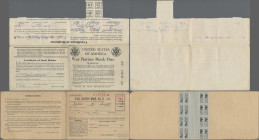 United States of America: Set with two War Ration Books N°1 and N°3 1940's, both with a few ration coupons in used condition with handling traces. (2 ...
