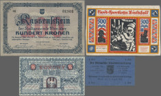 Alle Welt: Album with about 480 pieces Notgeld, mainly from France and Belgium, but also included for example Hungary 10 Korona 1919, Timisoara 20 Fil...