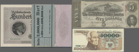 Alle Welt: Small album with more than 70 banknotes with a main part Germany, comprising for example Confederate States of America 5 Dollars 1863 (P.59...