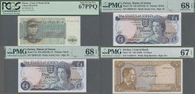 Alle Welt: Very nice lot with 11 graded banknotes, consisting for the Union of Burma Bank 1 Kyat ND(1972), (P.56, PCGS graded 67 Superb Gem New PPQ), ...