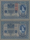 Alle Welt: Small lot with 6 banknotes Austro-Hungarian Bank with 10, 20 and 1.000 Kronen with stamp ”Deutsch-Österreich” (P.51, 53, 59, VF to VF+), Hu...