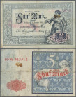 Deutschland - Deutsches Reich bis 1945: Reichskassenschein 5 Mark vom 10.01.1882, Ro.6, P.4, stärker gebraucht mit Flecken und mehreren Knicken, Erhal...