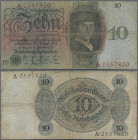 Deutschland - Deutsches Reich bis 1945: Holbein-Serie 10 Reichsmark 1924, Udr. U, Serie A und 7-stelliger KN, Ro.168a, stärker gebraucht mit kleinen E...