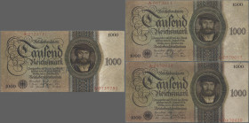 Deutschland - Deutsches Reich bis 1945: Lot mit 3 Banknoten 1.000 Reichsmark 1924, Ro.172a, dabei Udr.-Bst./Serie Q/A (F mit winzigen Einrissen am obe...