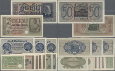 Deutschland - Deutsches Reich bis 1945: Reichskreditkasse, Lot mit 12 Kassenscheinen o.D.(1939-44), dabei 50 Reichspfennig (Ro.550a, P.R135, UNC), 4x ...
