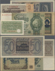 Deutschland - Deutsches Reich bis 1945: Kleine Sammlung deutscher Banknoten ab 1906 bis 1945, dabei u.a. 5.000 Mark 1922 ”Spinelli” (Ro.76, F), 2 Rent...