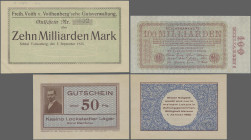 Deutschland - Deutsches Reich bis 1945: Kleines Konvolut mit 17 Banknoten und Notgeld, dabei 3x 10 Mrd. Mark 1923 (2x Ro.113a (XF/XF+), 113d(aUNC), 3x...